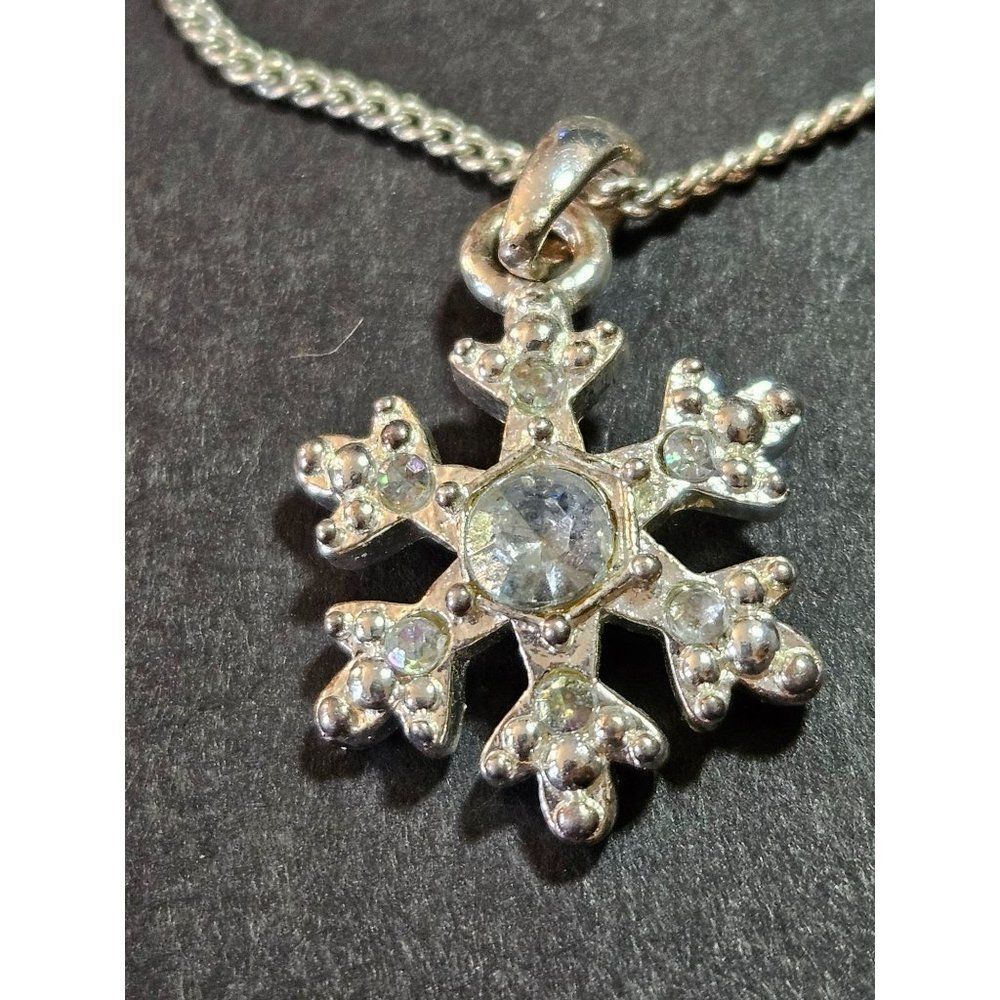 Christopher Radko silver tone snowflake pendant necklace 20-23"